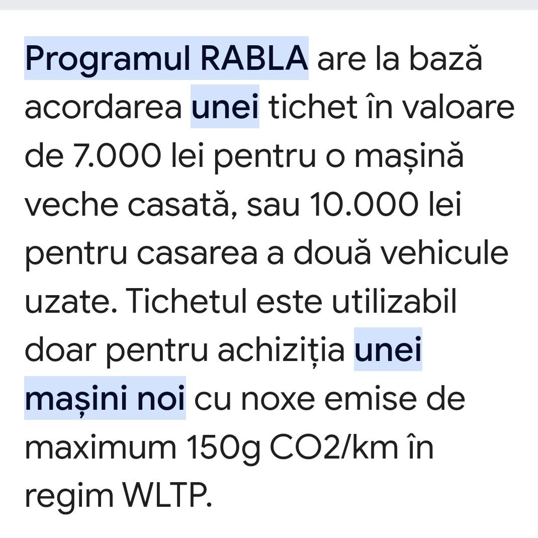 Vând mașină pentru TICHET RABLA