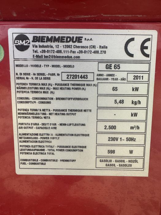 ARCOTHERM GE 65 Tun aer cald pe motorina, 69.3Kw/ora