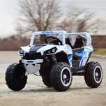 UTV electric pentru copii, RSR, 4x4, 120W, 12V 7Ah, alb-albastru