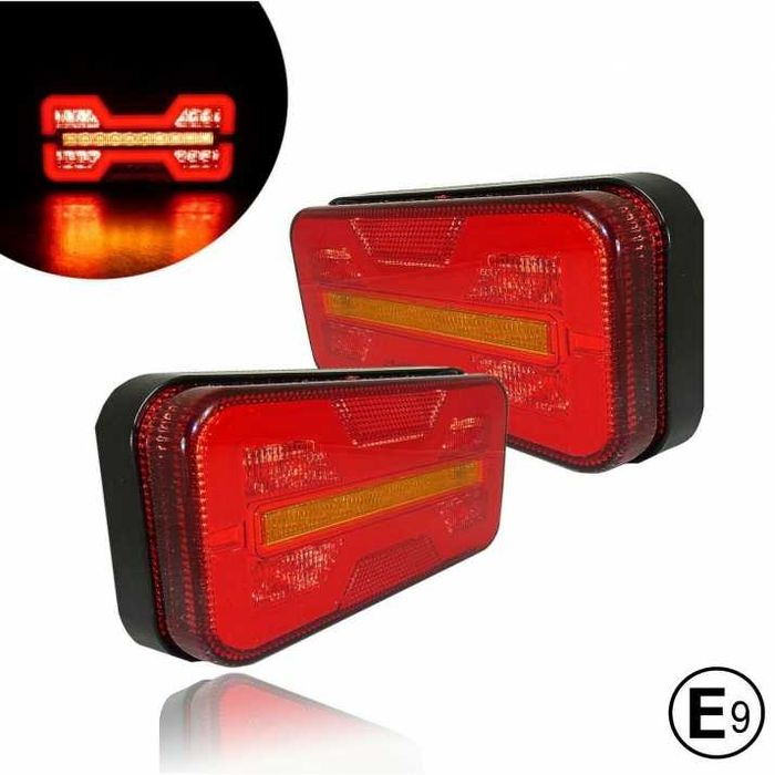 Комплект LED Стопове 18 см с динамичен мигач за ремарке бус каравана