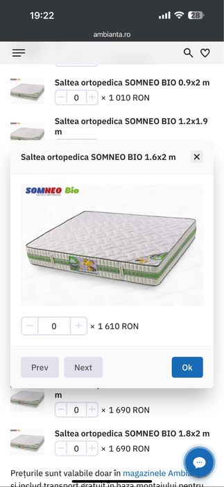 Saltea Ambianța 160x200 BIO