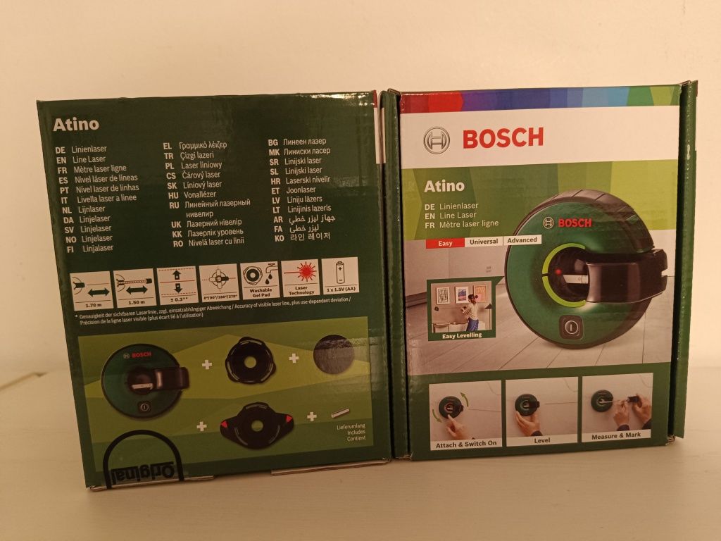 Sigilat,original Bosch Atino Nivela laser cu linii ruleta boloboc