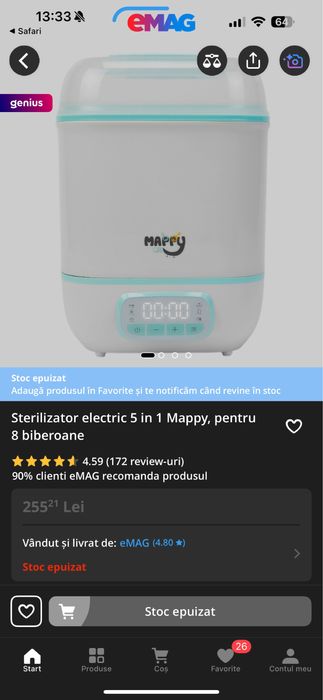 Sterilizator electric 5 in 1 Mappy, pentru 8 biberoane