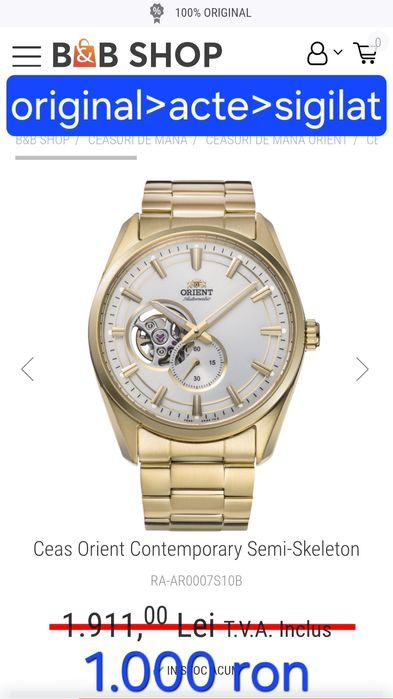 Vând ceasuri Orient și Casio (ORIGINALE) ENGROS, preț  250>1.200 ron.