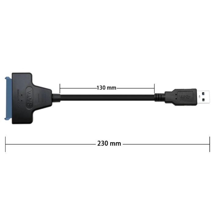 Cablu USB 3.0 și USB Type C la SATA 22 pini (7+15) HDD SSD 2.5" inch