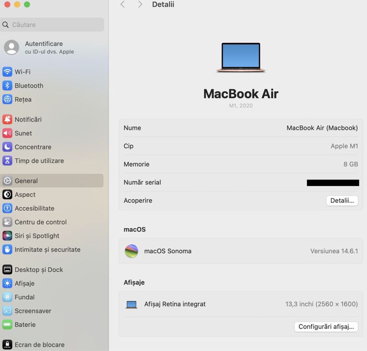 MacBook Air 14-inch/ M1 / 8 Gb RAM / 256 Gb / Gold / Ca nou |