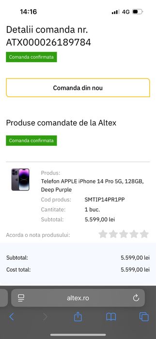Vand iphone 14 pro purple 128 GB
