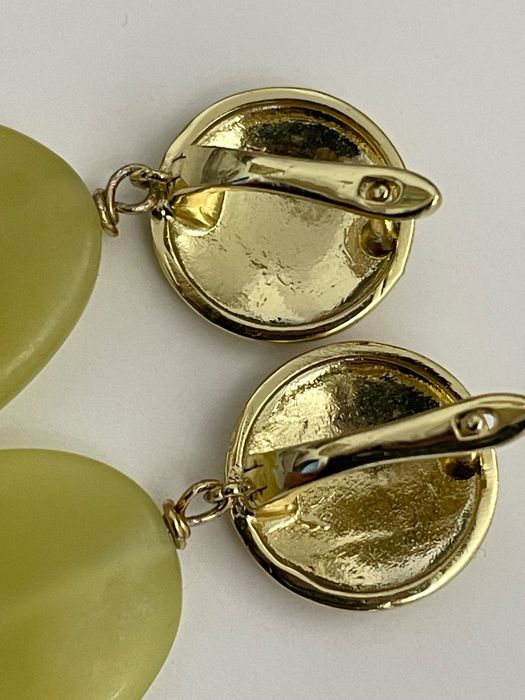 обеци колие, жадеит, позлатено сребро 925