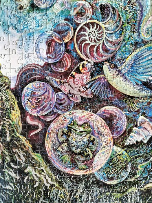 Merlin puzzle frumos fixat ca tablou, cu ramă
