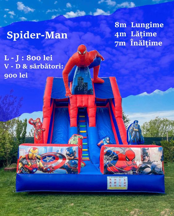 Tobogan gonflabil ° vata pe bat ° baloane de săpun ° animatori