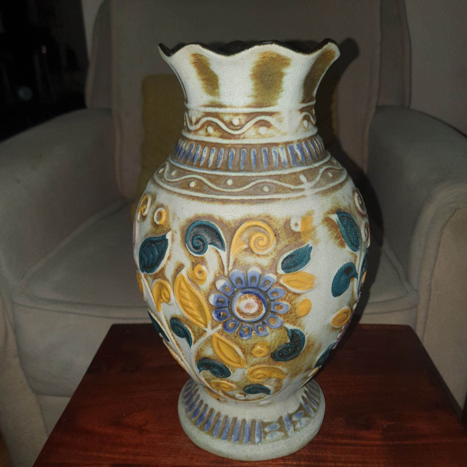 Vaza ceramica unicat, majolica germana