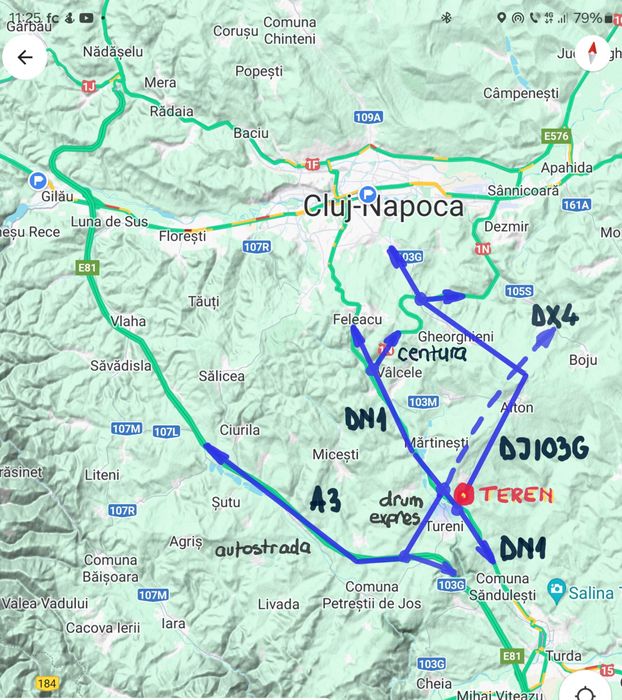 Teren industrial in Tureni langa nod drum expres pentru autostrada A3