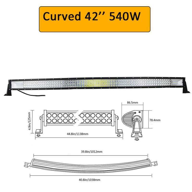 7D Извит Диоден лед бар, извит бар / LED bar 105см 540W