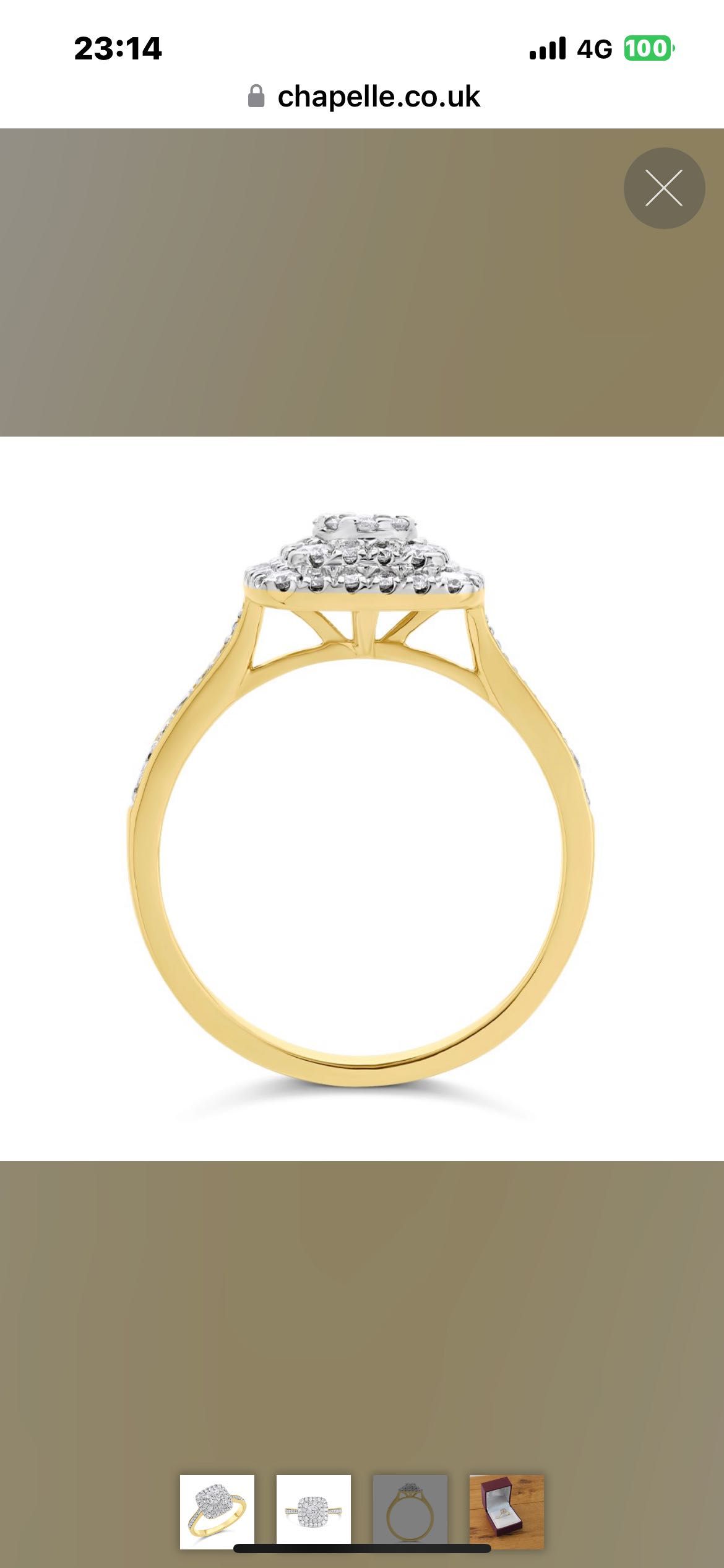 Златен годежен пръстен с диаманти
