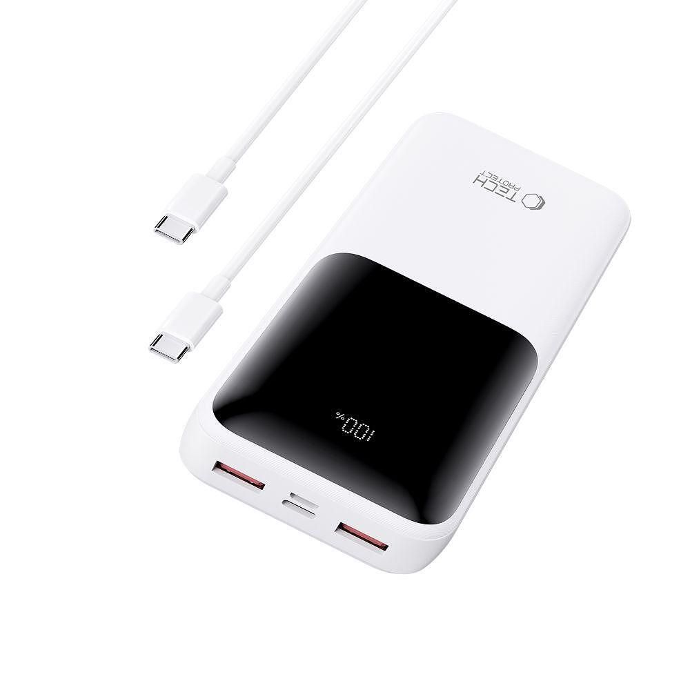 Допълнителна батерия tech-protect pb02 power bank 20000mah 22.5w бяла