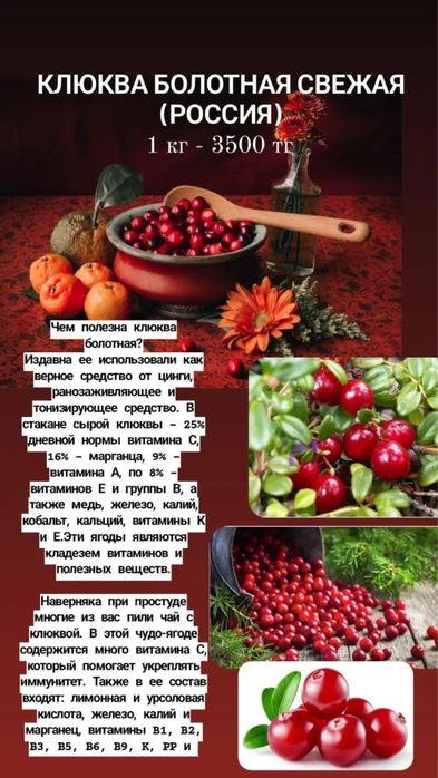 Болотная свежая клюква