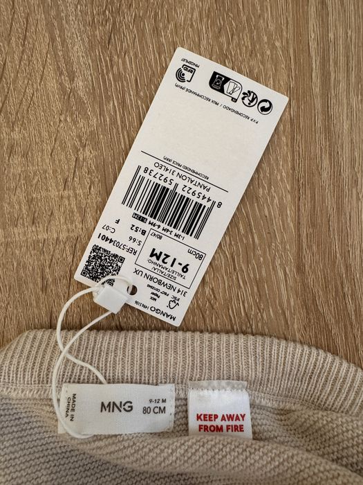 Pantaloni bebe noi Mango 9-12 luni, marime 80