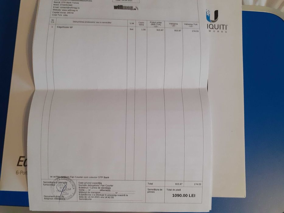 EdgeRouter 6P Stare perfecta numai predare personala