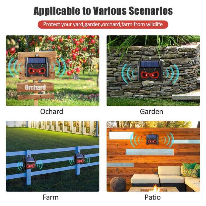 Ултразвуков, соларен, звуков репелент за контрол на вредители