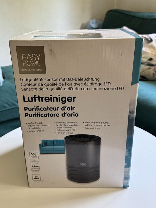 ПРОМО НОВ Пречиствател на въздух EasyHome бял/тъмносив EPA филтър