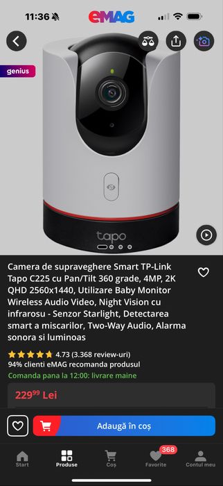Camera video smart Tapo c225 cu garantie