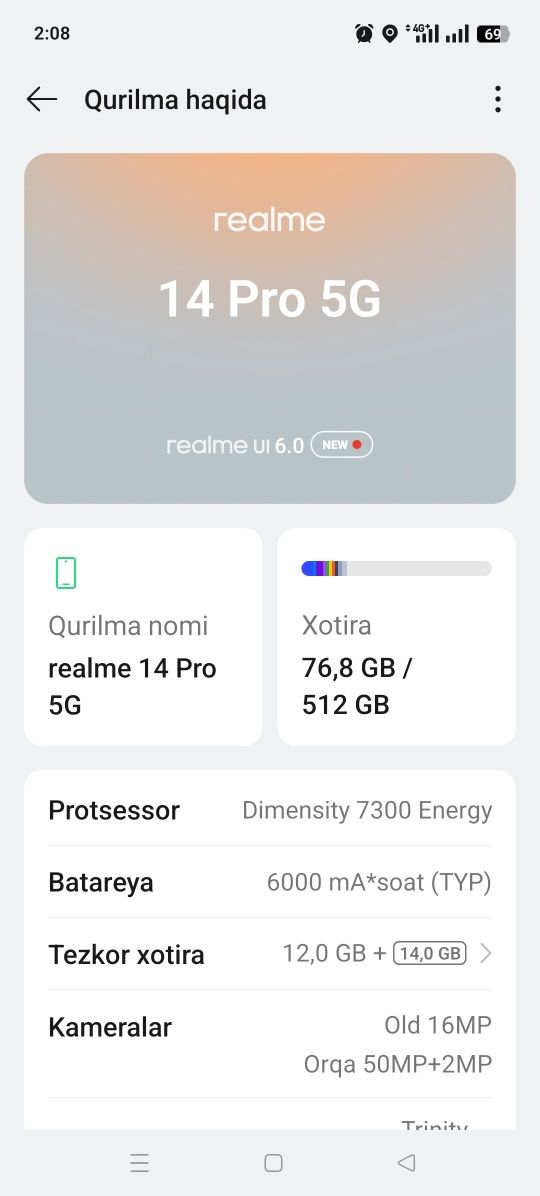 " Realmi 14 Pro 5G+" karobka dakument