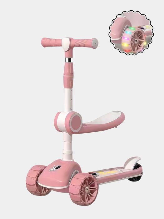 Самокат детский трехколесный, складной, 2-10 лет, трансформер 2 в 1