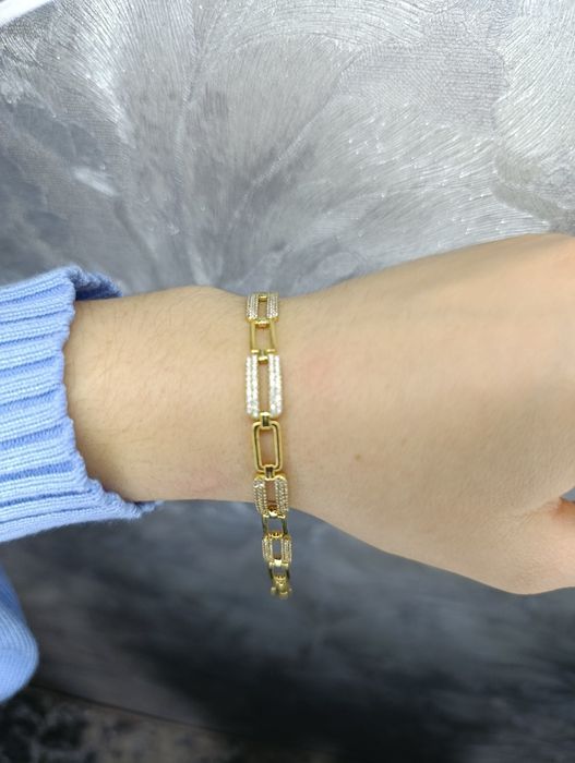 Серебряный браслет люкс качества с двойным золочением