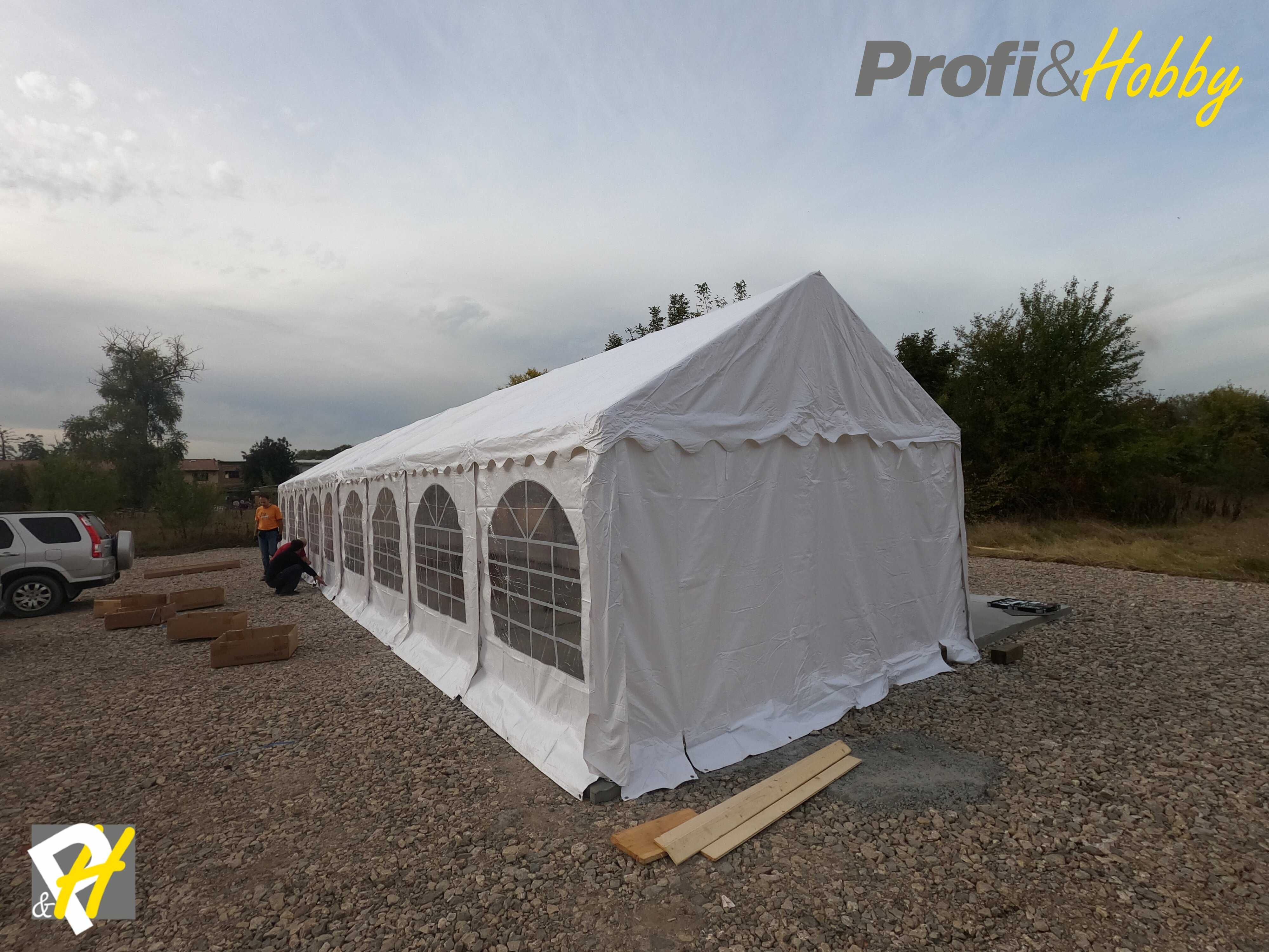 Професионална шатра 4х10м, огнеустойчив PVC брезент 550гр/м2