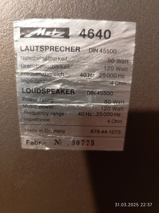 Vând boxe Metz 4640 ,