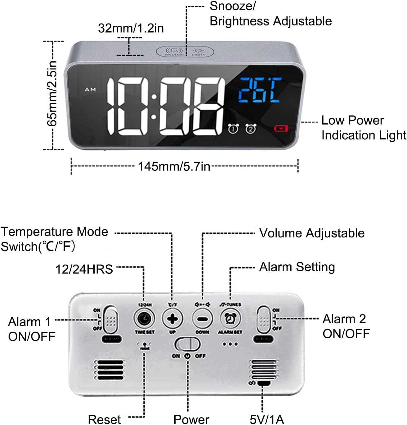 LED цифров будилник, Сензор за звук и температура