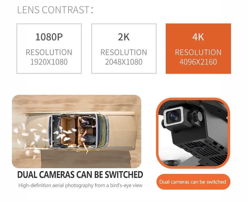 Drona E99 PRO 4K, 2 camere, wifi, 2 camera 4K HD, quad elicopter - NOU