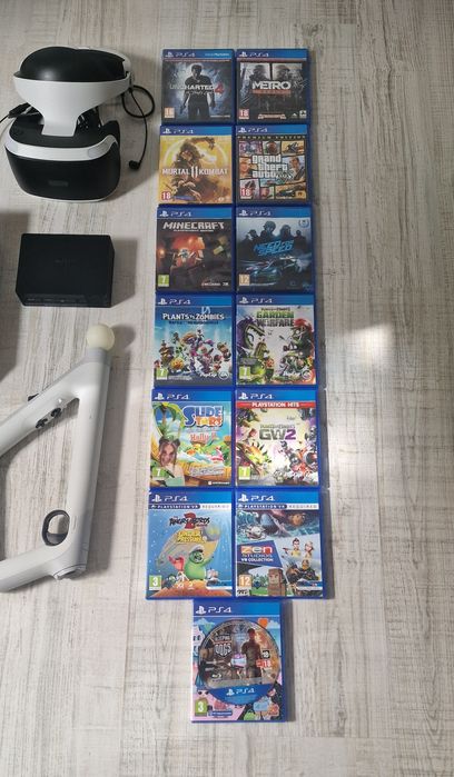 PS 4 PRO 1T+ 2 controller+ Kit complet VR+ 11 jocuri+ motion+pusca etc