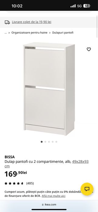 Dulap pantofi/pantofar Ikea Bissa 2 compartimente