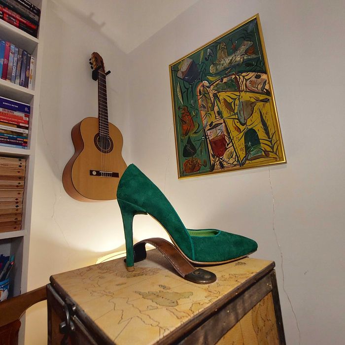 pantofi piele intoarsa - verde smarald- REDUCERE