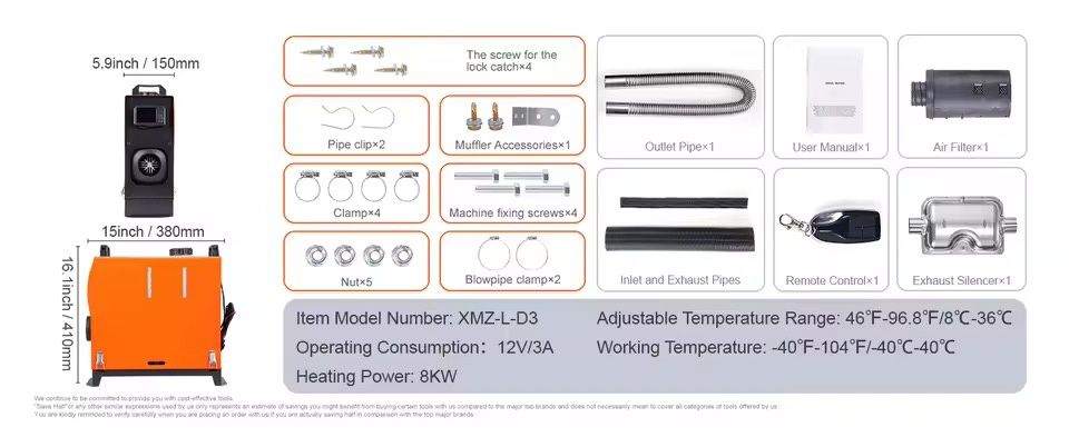 Суха дизелова печка с мощност от 8KW
