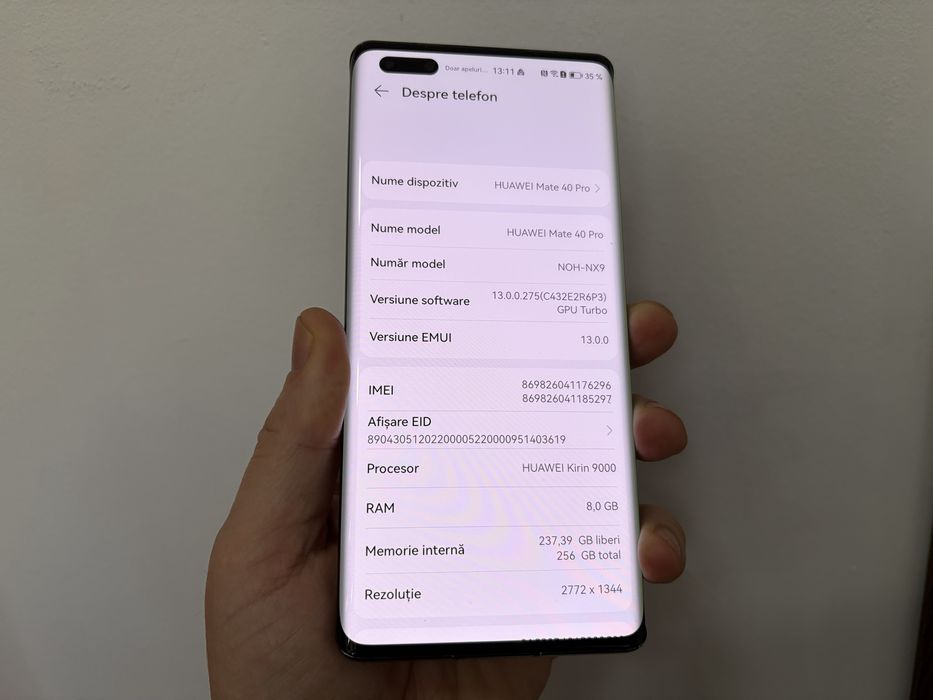 Huawei Mate 40 Pro, 256 gb, 8 gb ram, 5G, Mystic Black, dual sim