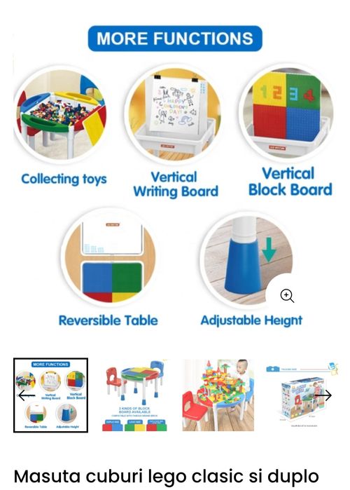 Masuta copii Lego clasic sau Duplo + 4 scaune Mammut Ikea