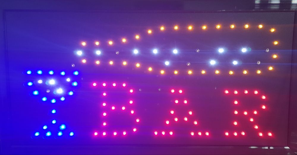 Reclama panou luminos led CAFE BAR INCHIS DESCHIS NOU