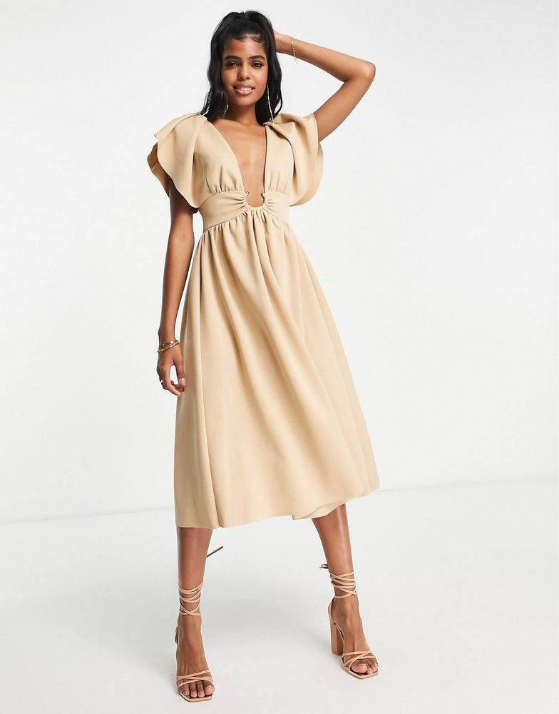 Rochie ASOS DESIGN gold ring midi dress