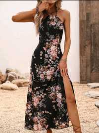 Rochie Neagra Boho Floral