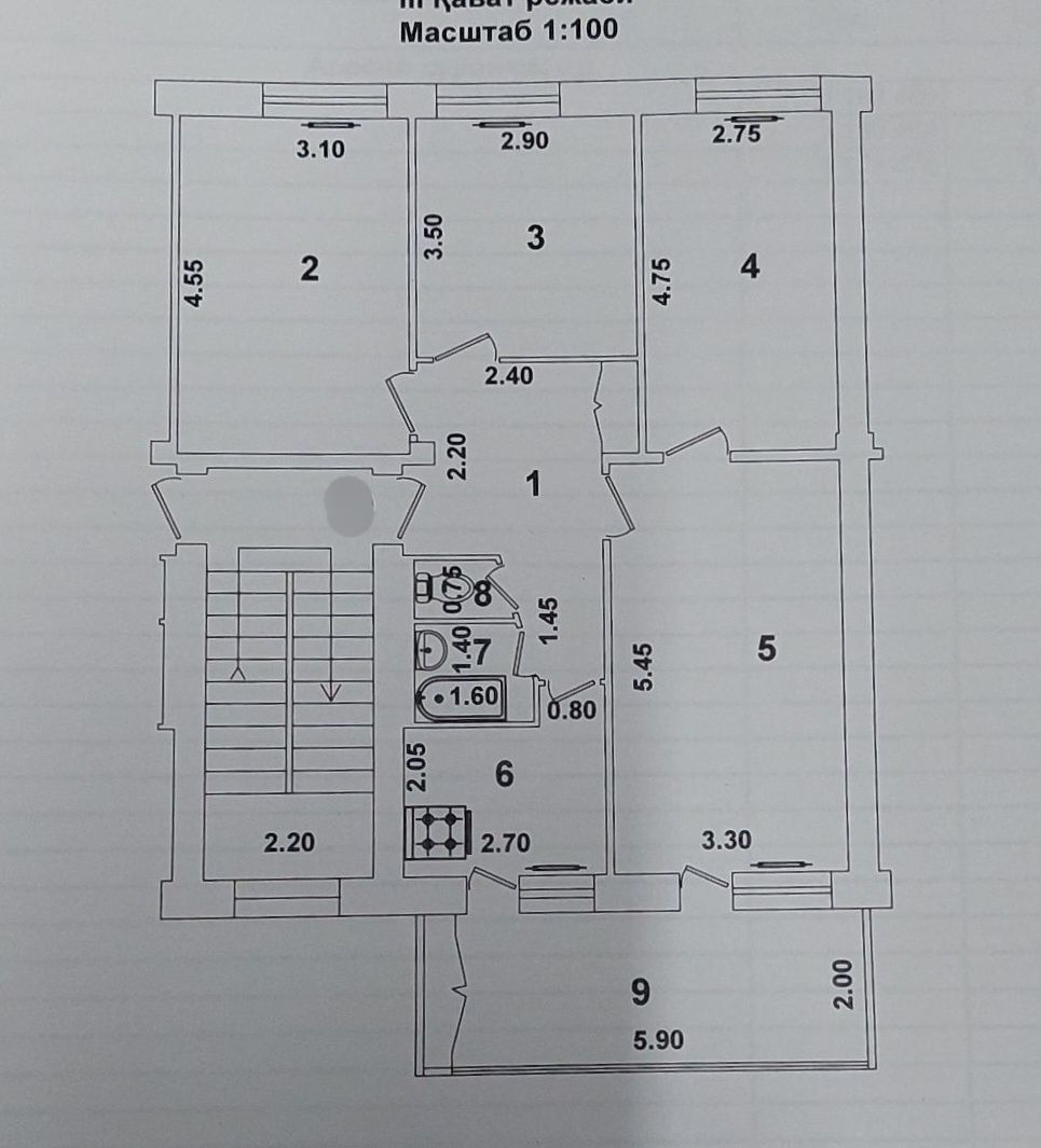 *4 комнатная. 2 этаж. Балкон 2х6.