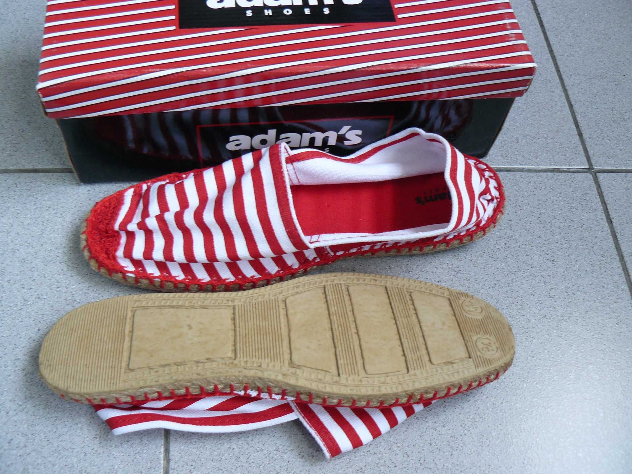 Espadrile Unisex/Dama ADAM'S Panza,Talpa din iuta,Culoare Alb Cu Rosu