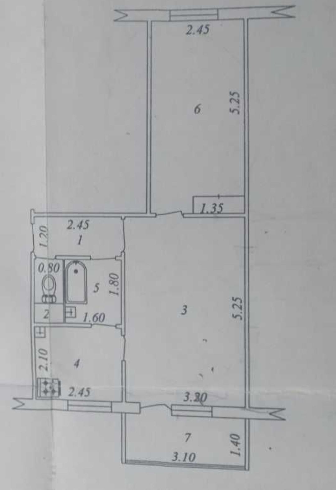 2/3/4 Ялангач Базарчик. 47м². Балкон 1,5 ×3. Не торец. Ремонт