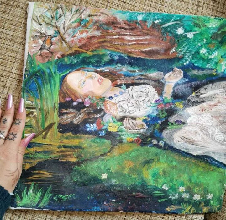 Pictura originala ulei pe pânză, reproducere Ophelia Millais