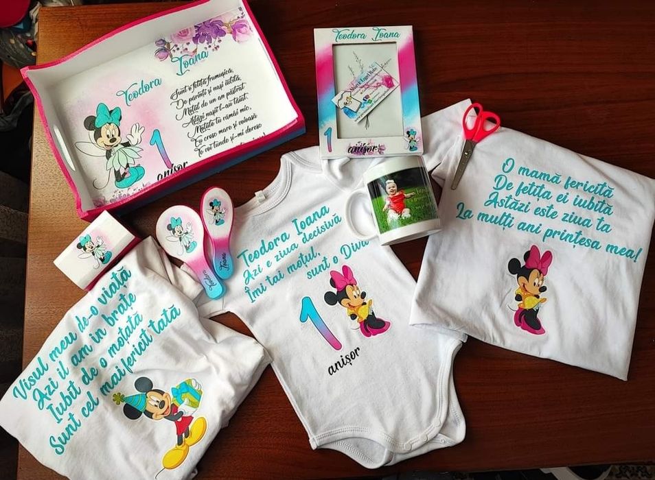 Set Aniversar 1An Tricouri Personalizate Mamă Fiică Tată Fiu 1 anișor