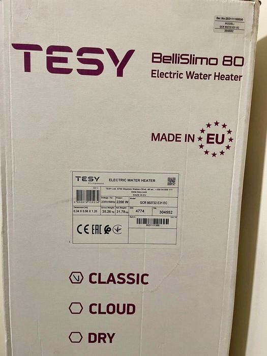 TESY BelliSlimo 80 електричечки бойлер плосък 65 литра