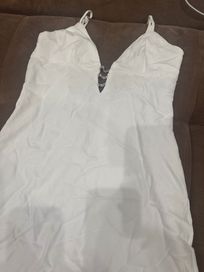 Бяла сатенена рокля-Zara
