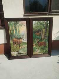 Două tablouri pictura ulei pe panza peisaje cu animale semnate an 1926