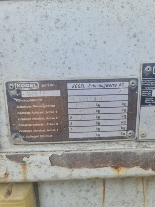 Remorcă Kögel 18T camion